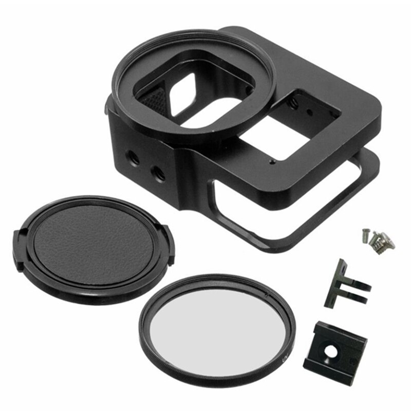 För gopro hero 8 fodral i aluminiumlegering skyddshus skal +52mm uv-filtersatser för go pro hero 8 svart ramtillbehör