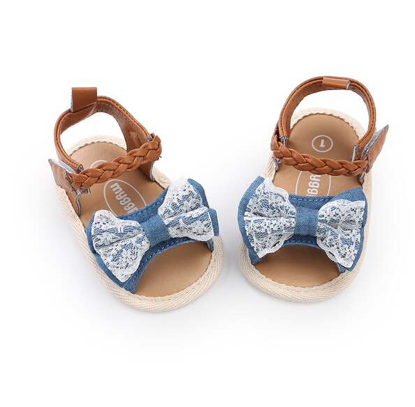 Zomer Kinderen Baby Meisjes Strand Strik Sandalen Sneakers Kids Peuter Infantil Lace Bloem Prinses Soft Sole Prewalker: B / 7-12 Months