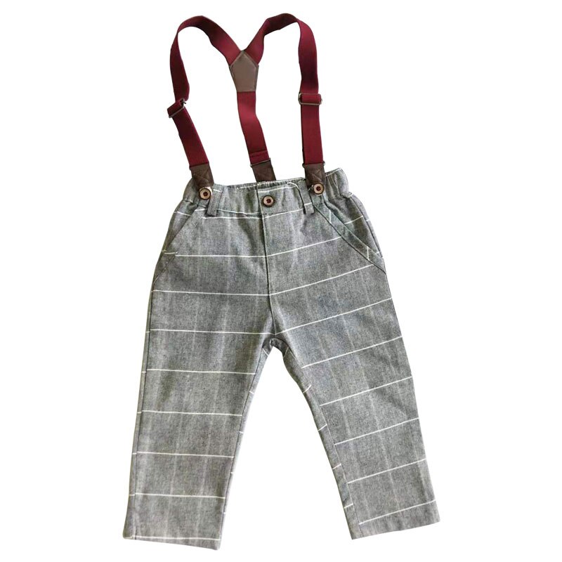 Kids Clothes Autumn Kids Baby Boy Suspender Plaid Pattern Long Pants Trousers Cute Overalls Outfits: 4T