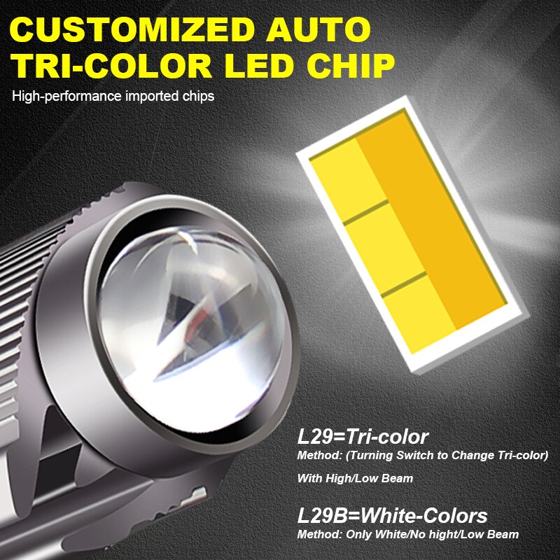 Mini projecteur LED Super lumineux L29, phare Tri-modèle de moto, lentille de voiture, ATV, feu de brouillard de conduite, projecteur auxiliaire