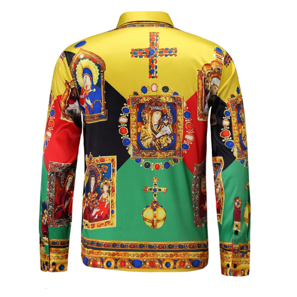 Men's Luxury Casual Floral Pattern Partywear Wedding Long Sleeve Shirt
