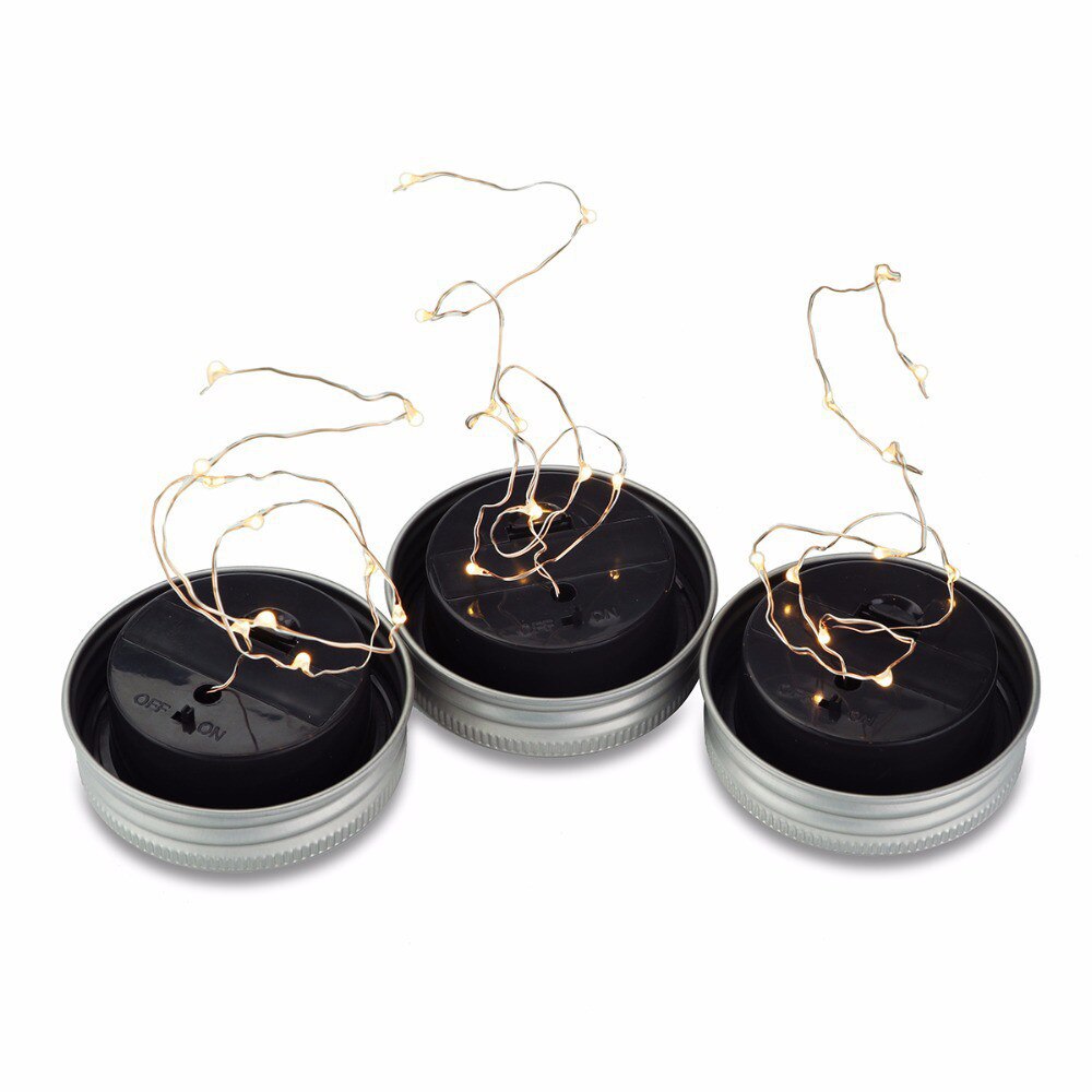 Guirnalda de luces LED alimentada por energía Solar para Mason Jar, tapa de tarro con cambio de Color, decoración de jardín, frascos para la boca regulares, n. ° 20