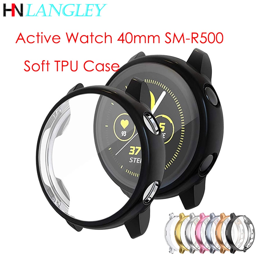 Compatibel met samsung galaxy watch active hoesje zachte tpu bumper volledige rondom screen protector galaxy watch active 40mm sm -r500