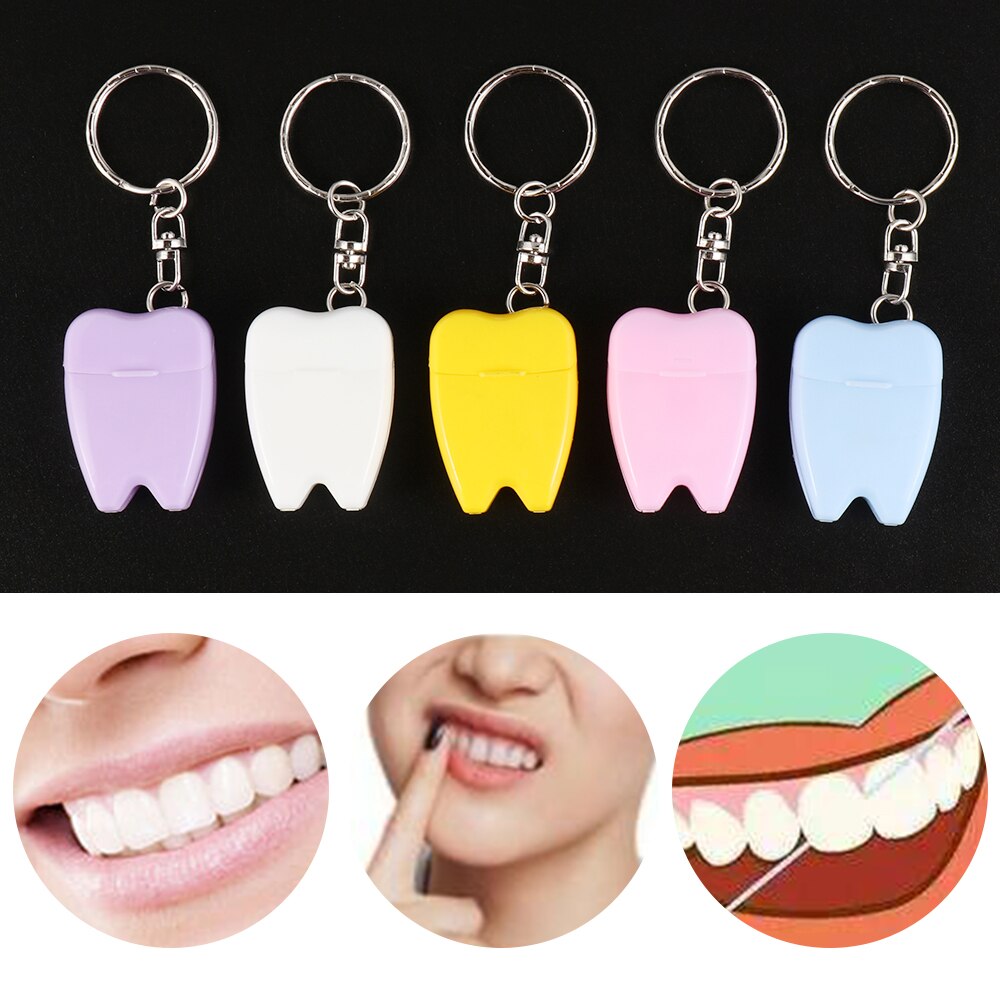 1PC Portable 15m Nylon Wire Dental Floss Plastic Keychain Shaped Toothpick Oral Hygience Teeth Clean Tooth Care Accessory