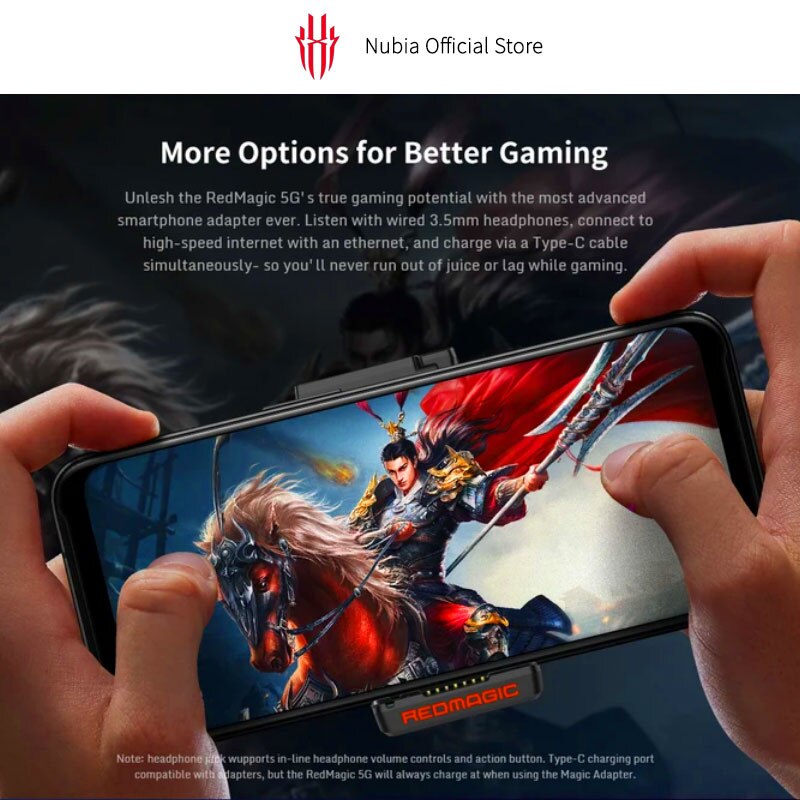 Original nubia RedMagic 5G Magic Adapter with Type-C Charging Port 3.5mm Headphone Jack 100mb Ethernet Port for Red Magic 5S