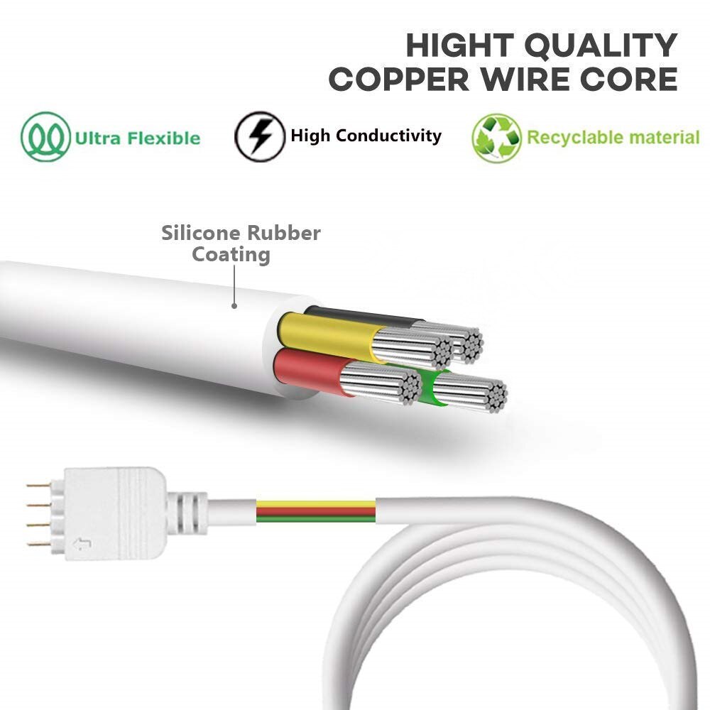 4 Pin Rgb Led Connector Extension Cable Cord Wire + 4pin Connectoren 1M 2M 5M Voor Smd 5050 3528 Rgb Led Strip Licht