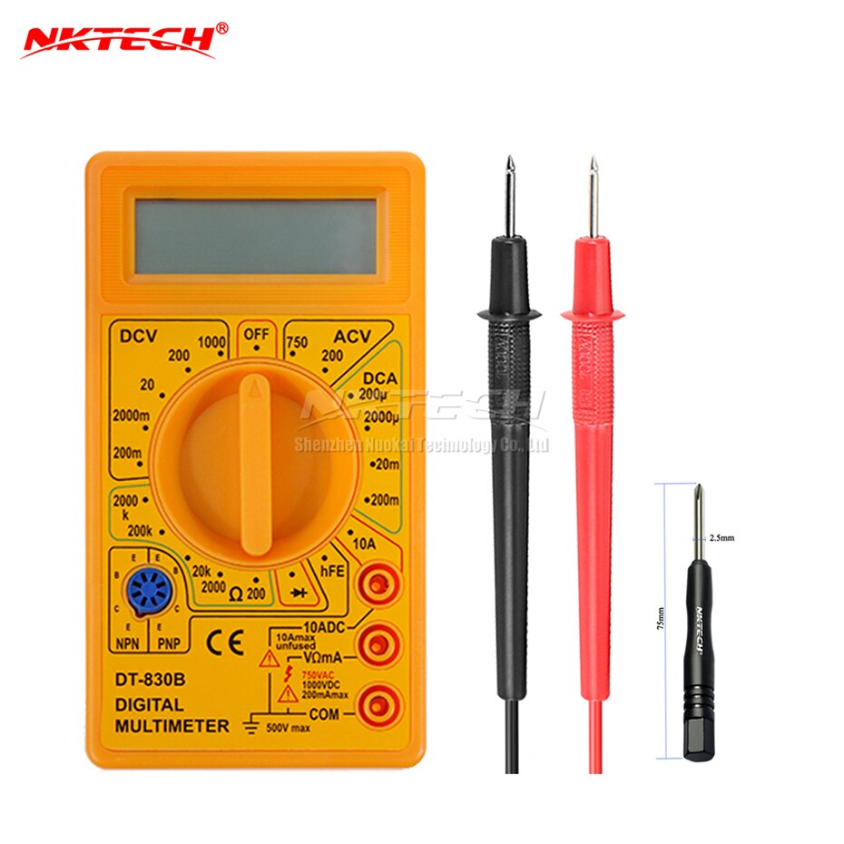 Zwarte Tester Multimeter DT-830B Elektrische Voltmeter Amperemeter Ohm Digitale Multimeter Originele doos DT830B: Geel