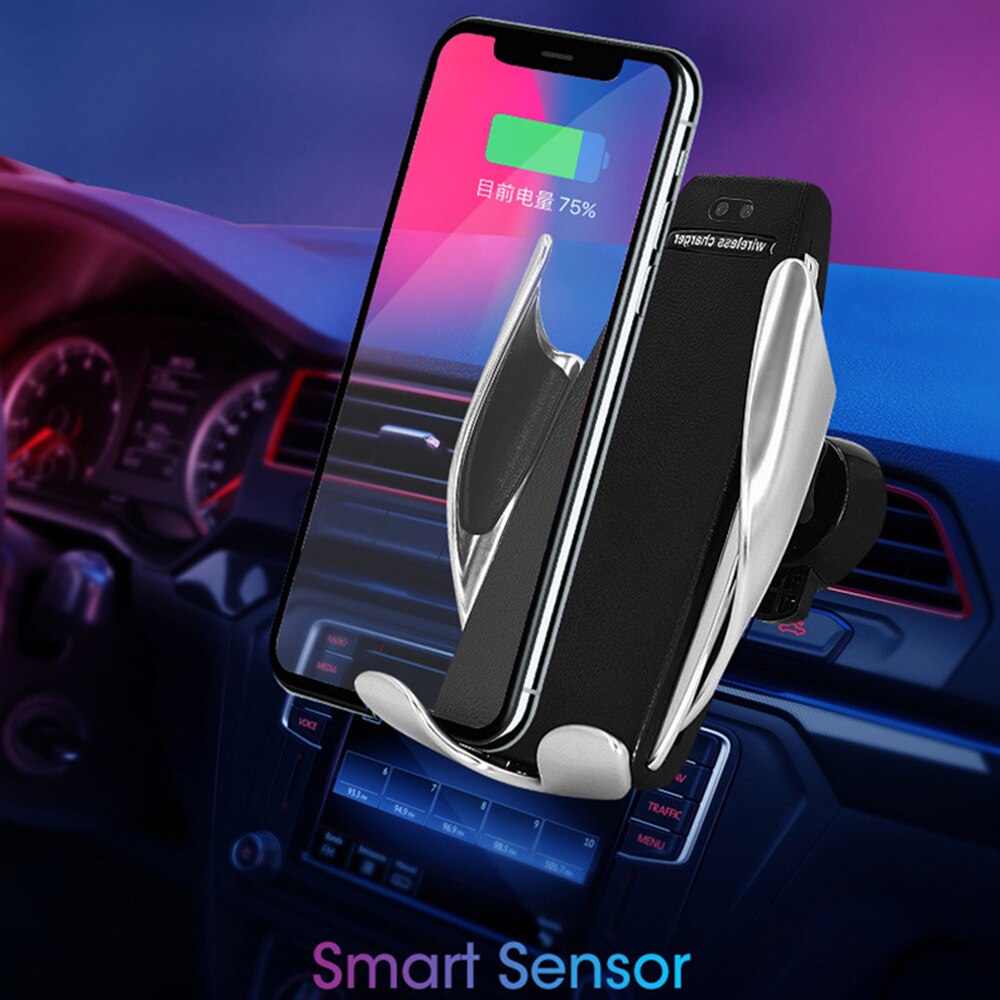 Automatic Clamping 10W Fast Car Wireless Charger for Samsung S21 S20 iPhone Infrared Sensor Phone Holder Mount