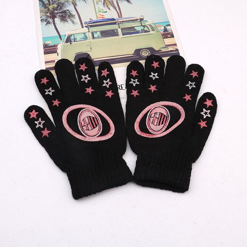 Winter Warm Gloves Children Knitted Stretch Mittens Boys Solid Girls Full Finger Christmas man Glove Knitted: Gold