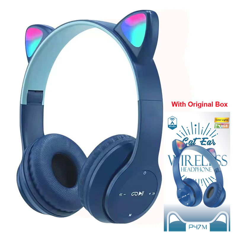 Trådlösa headset med blixtlampa för barn, öronhörlurar med mikrofon, bluetooth-headset, stereo, musik, spelhörlurar, flickor, pojkar: Mång