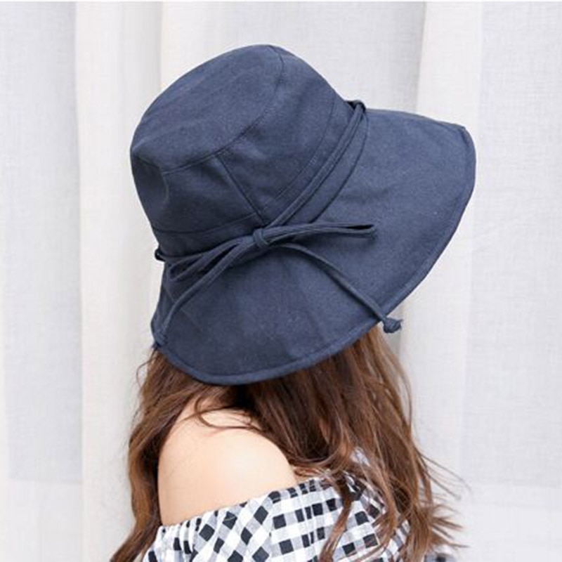 cotton Beach Bow Hats For Women Hat Female Lady Bucket Hat hat summer woman Anti-UV Panama Summer Sun Cap Viseira