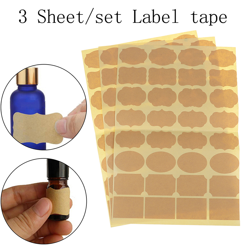 96 Pcs/3 Sheets/Set Essentiële Olie Lege Kraftpapier Parfumflesje Roller Labels Stickers Accessoires