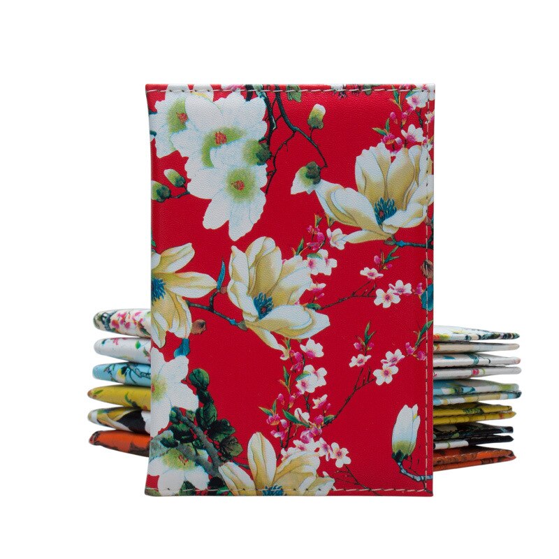 Zoukane Magnolia Pruim Boomtak Passport Cover Case Kaarthouder Reizen Accessoires Kleurrijke Paspoort Portemonnee ZSPC26: red