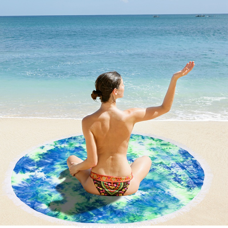 Turkish Style Microfiber Tassel Round Washcloth Soft Absoebent Quick-drying Towel Breathable Bath Towel for Beach SPA