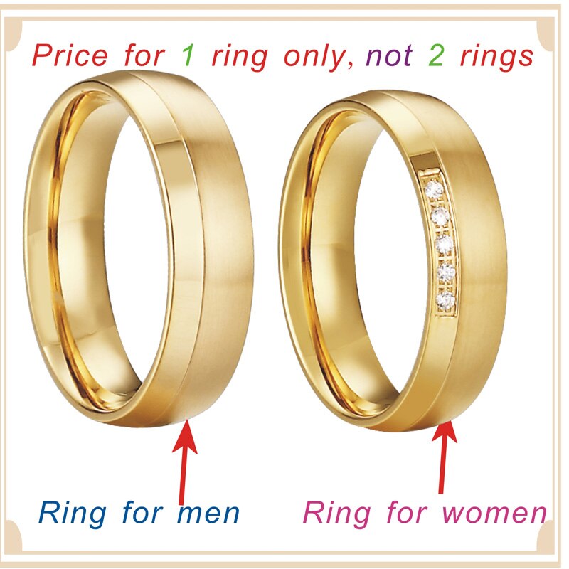 Golden Lover 'S Sieraden Alliantie Anniversary Engagement Paar Trouwringen Voor Mannen En Vrouwen Huwelijk Vinger Ring