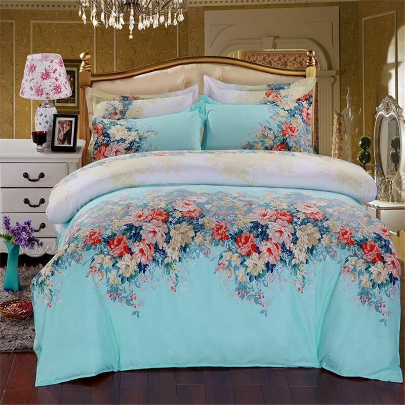 2Colours 4 Pcs All Size Duvet Cover with Pillow Case Quilt Cover Bedding Set Single Double King