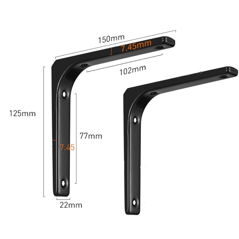 2pcs Shelf Brackets Thicken Iron L-Shaped Right Angle Corner Brace for Wall Hanging Furniture Connector Industrial Decorative: POLISH