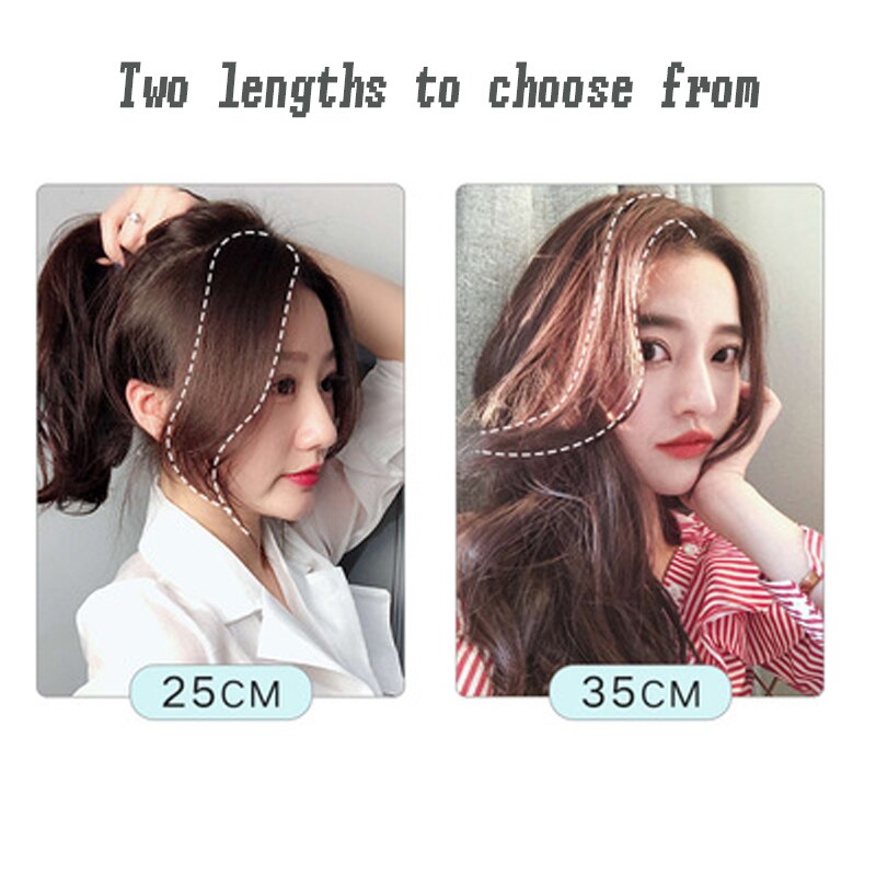 synthetic Bangs clip on Front Hair Side Fringe Hair Synthetic Hair Bangs Hairpiece Long Bangs Extensions for Women 25-35cm
