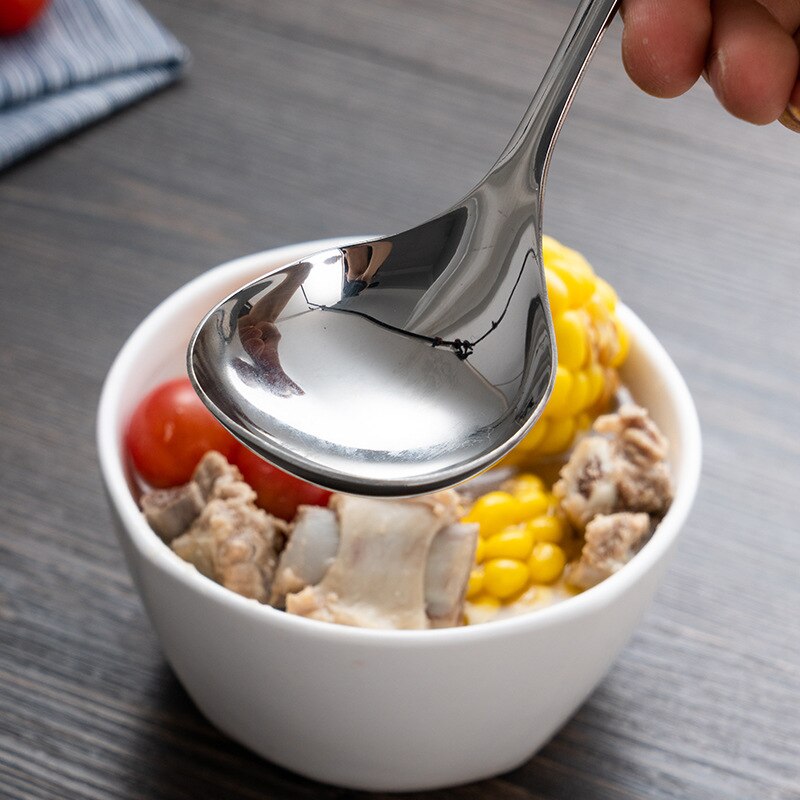 304 stainless steel soup spoon household deepening round spoon porridge spoon hotel pot spoon big head spoon