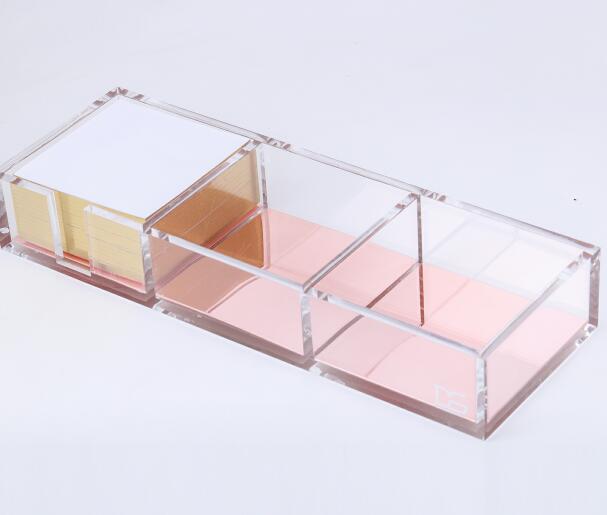 acrylic notes box transparent transparent metal lattice office stationery Office supplies set Triple Desk Sorter (3 in 1): rose gold holder