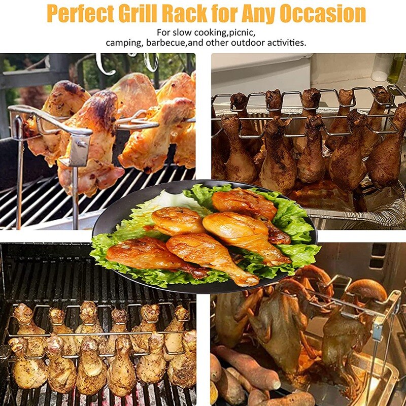 Grill Accessories,Grill Basket,Grill Rack,Portable Folding Stainless Steel Fish Grilling Basket with Removable Handle