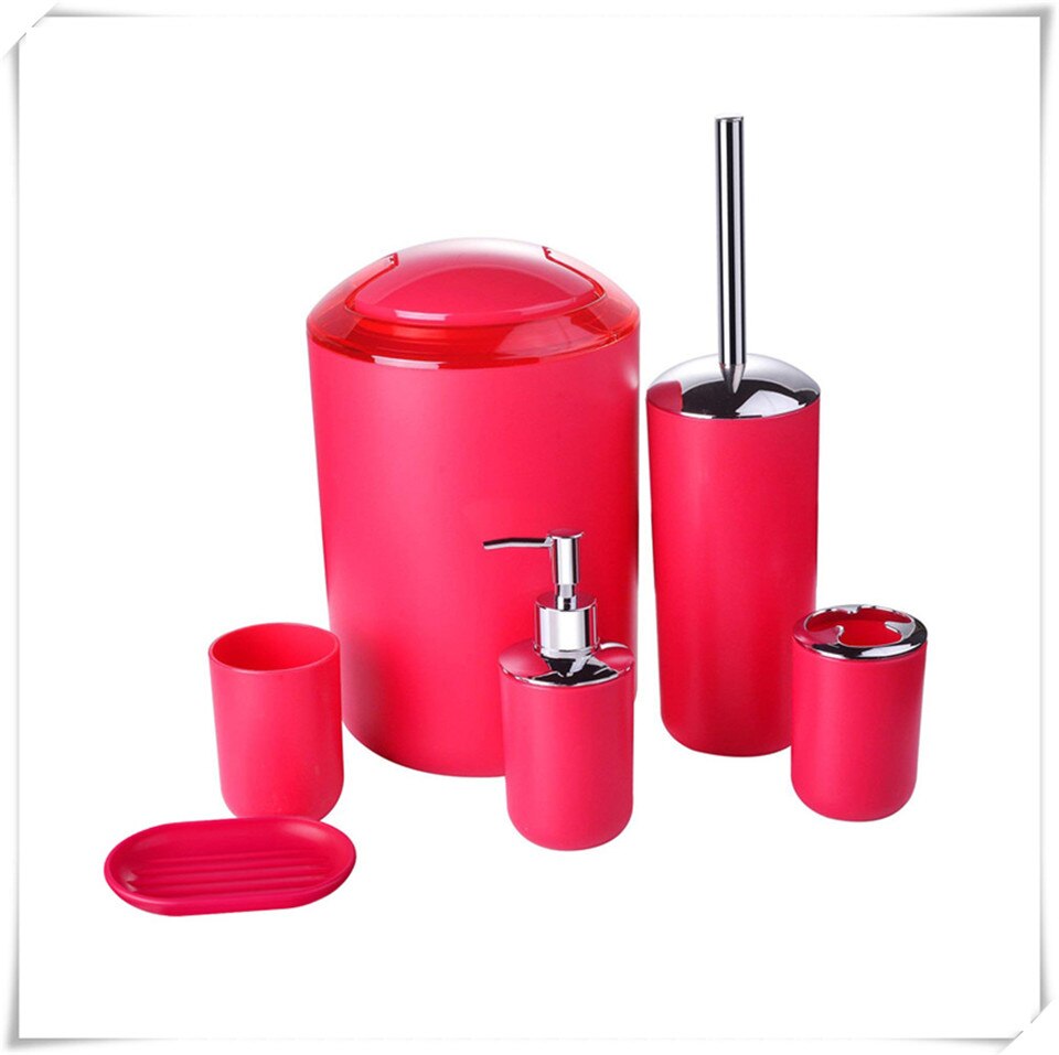 MSJO Bathroom Accessories Set 6PCS Decor Storage Black Soap Dispenser Toothbrush Toothbrush Holder Modern Home Decor Accessories: red bathroom set