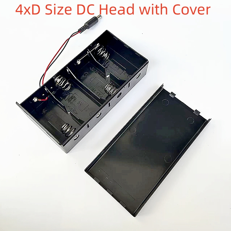 2/4/8 *D Size Battery Case Holder 3V 6V 12V Battery Storage Box with 5.5*2.1mm DC Plug