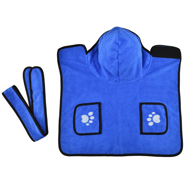 Cane di animale domestico Accappatoio Asciugamano Morbido Assorbente Lussuosamente Microfiberr Cane Asciugatura Asciugamani Robe Con Cofano Cintura Per I Grandi Cani di Piccola Taglia Medio: Blue2 / XL