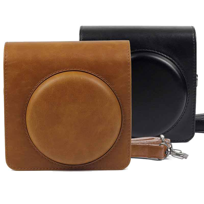 Retro Vintage Zwart/Bruin PU Leather Camera Bag Case Voor Instax Vierkante SQ6 Beschermende Schoudertas Pouch