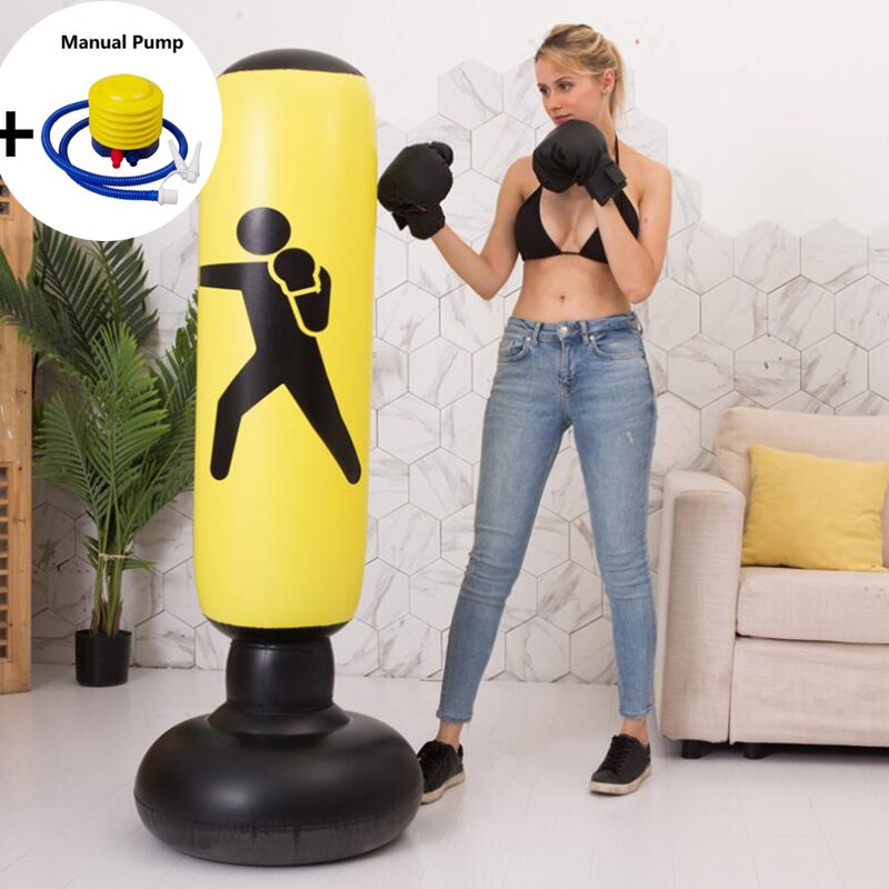 Inflatable Boxing Punching Bag Fitness Punching Bag Fitness Equipment Tumbler Boxing Pillar Taekwondo Training for Kids Adults: Yellow