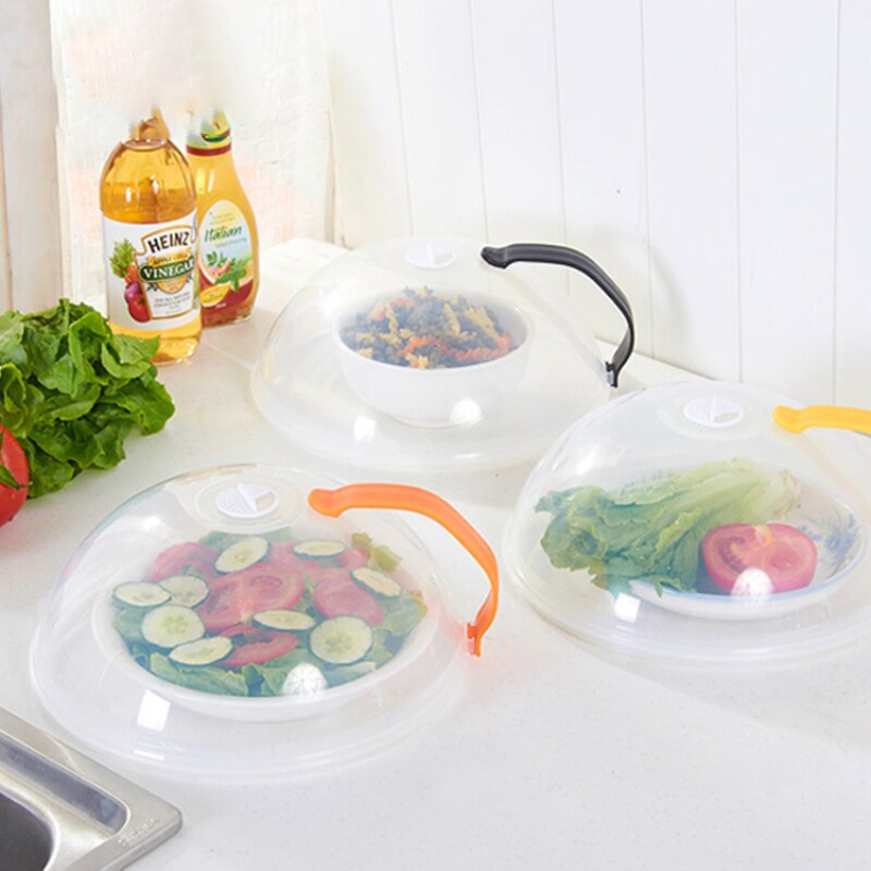 Food Cover Microwave Oven Dish Pan Lid Plate Stove Cover Cookware Lid Transparent Anti-Splash Cap With Handle