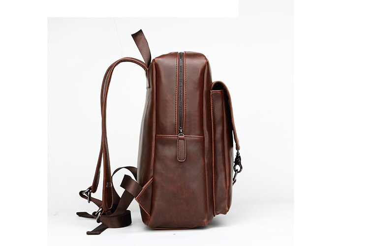 JONON-mochila de cuero sintético Vintage informal para hombre, morral de viaje, mochilas escolares de , bolso Unisex para ordenador portátil, bolso universitario de 13 pulgadas