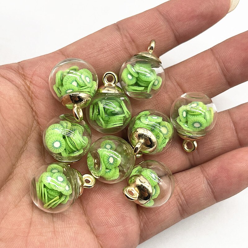 10pcs 16mm Colorful Transparent Ball Glass Polymer Clay Charms Pendant Find Hair Accessories Jewelry Charms Earring: 05