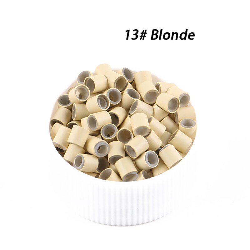 Frete grátis (1000 peças/garrafa) 1 garrafas 4.0x2.6x4.0mm anéis de silicone de cobre/tubos para extensão de cabelo em microanel e de ponta i: Blonde