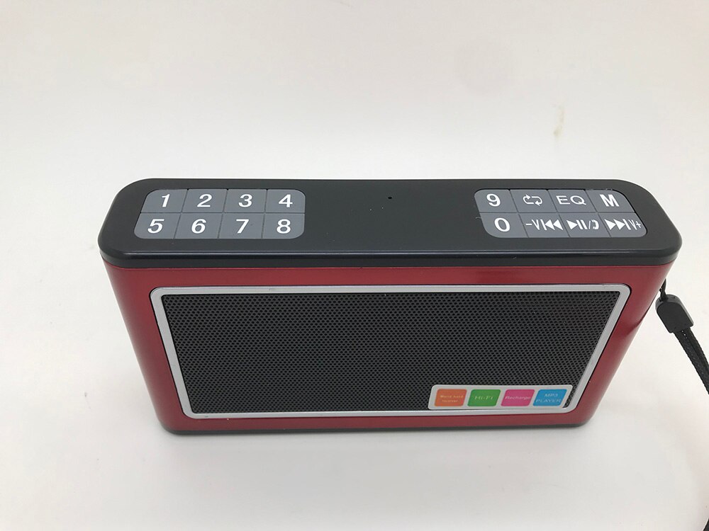 Mini radio digital portátil, Altavoz Bluetooth, u-disk, reproducción de tarjetas TF, soporte de auriculares: Rojo