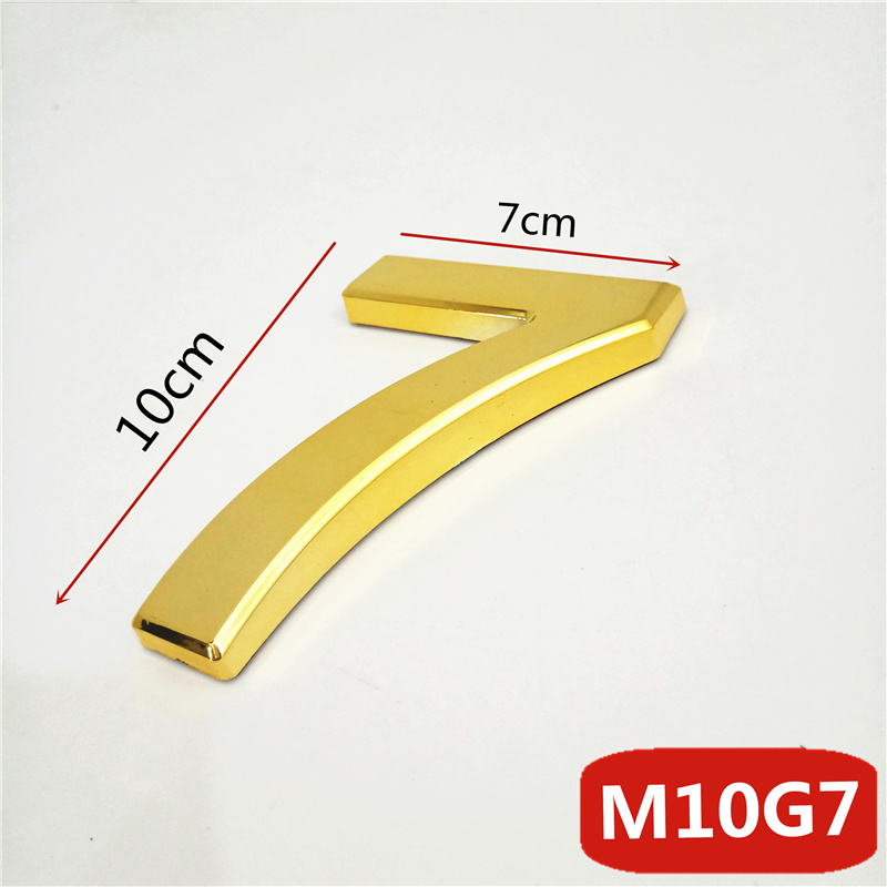 10cm 3D duży rozmiar nowoczesny dom numer drzwi hotelowe płyta adres domowy skrzynka pocztowa numery cyfry naklejki znak 0-9 złoty kolor: 7 / Qty 2pcs