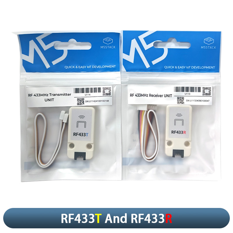 M5 -stak  rf433t/ r trådløs rf-sender og -modtager med arbejdsfrekvens på 433.92 mhz til iot rf-fjernbetjeningsautomatiseringsapplikation: Cremet-hvid