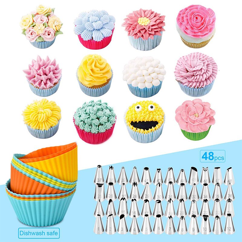 106-Piece Cake Tools Cake Decorating Supplies Kit Piping Bag Aluminum Turntable Russian Nozzle Reusable Cake Tools Set