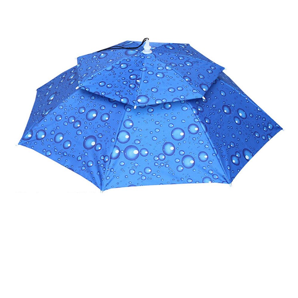 Headwear Cap Outdoor Foldable Double Umbrella Hat Sun Rain Cap Camping Fishing Caps Sunscreen Shade Umbrella Fishing Tackle: Blue