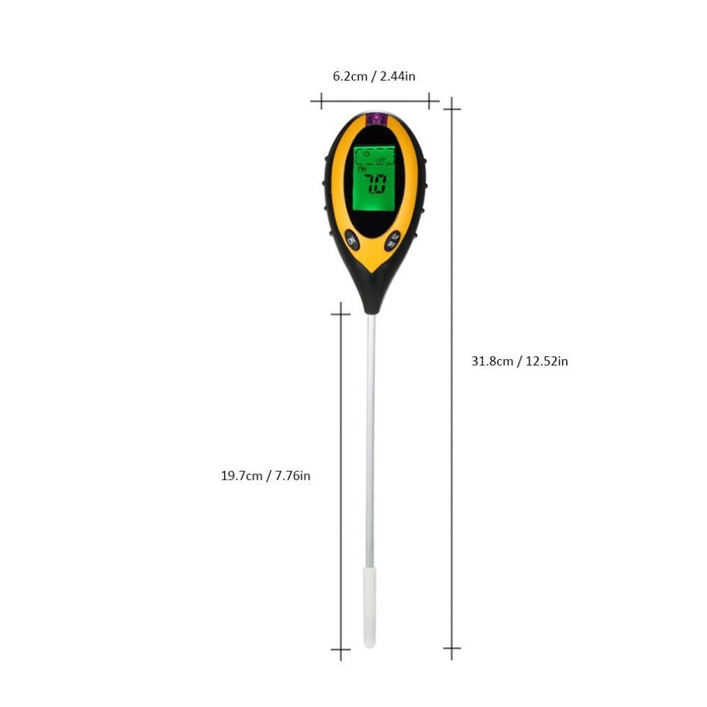 4 In 1 Digital Moisture Meter Plastic + Aluminum Alloy Soil Water Ph Temperature Sunlight Light Humidity Meter Soil Hygrometer