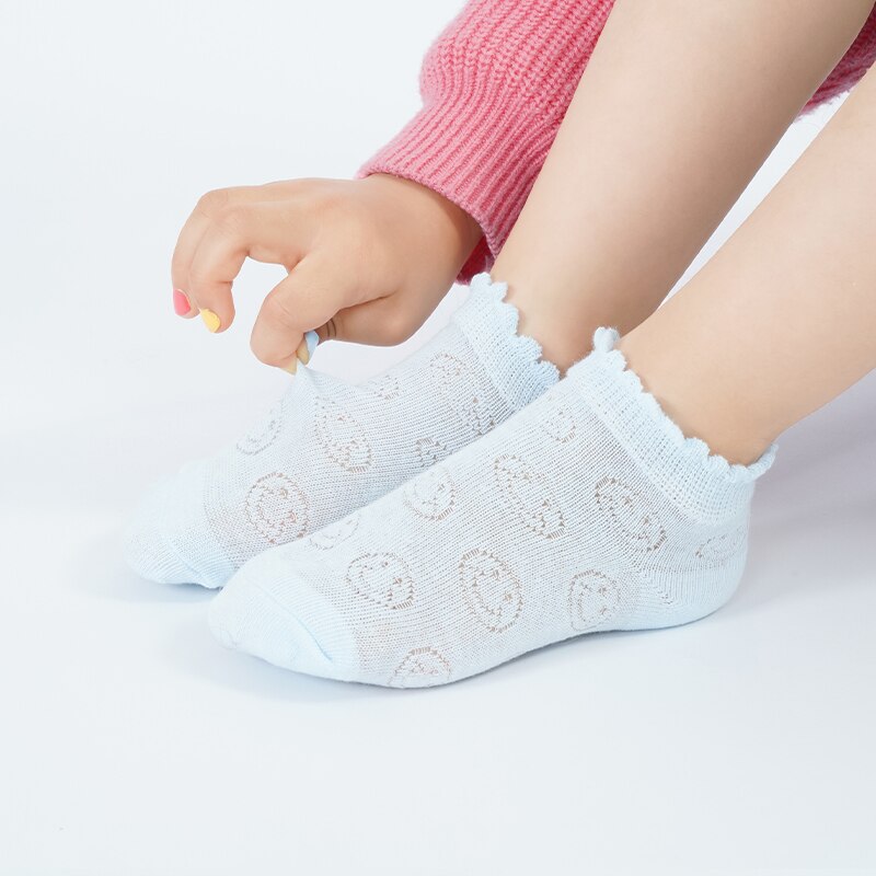 5Pairs Sokken Pack Lente Zomer Leuke Sokken Kinderen Sokken Ademend Mesh Hollow Out Korte Sokken Kinderen Jongens Meisjes Enkel sokken