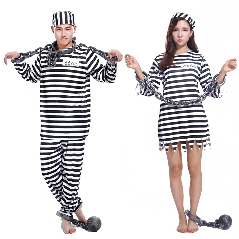 Halloween costume bloody prisoner clothes adult male prison uniform violence female child prisoners serving prison uniform
