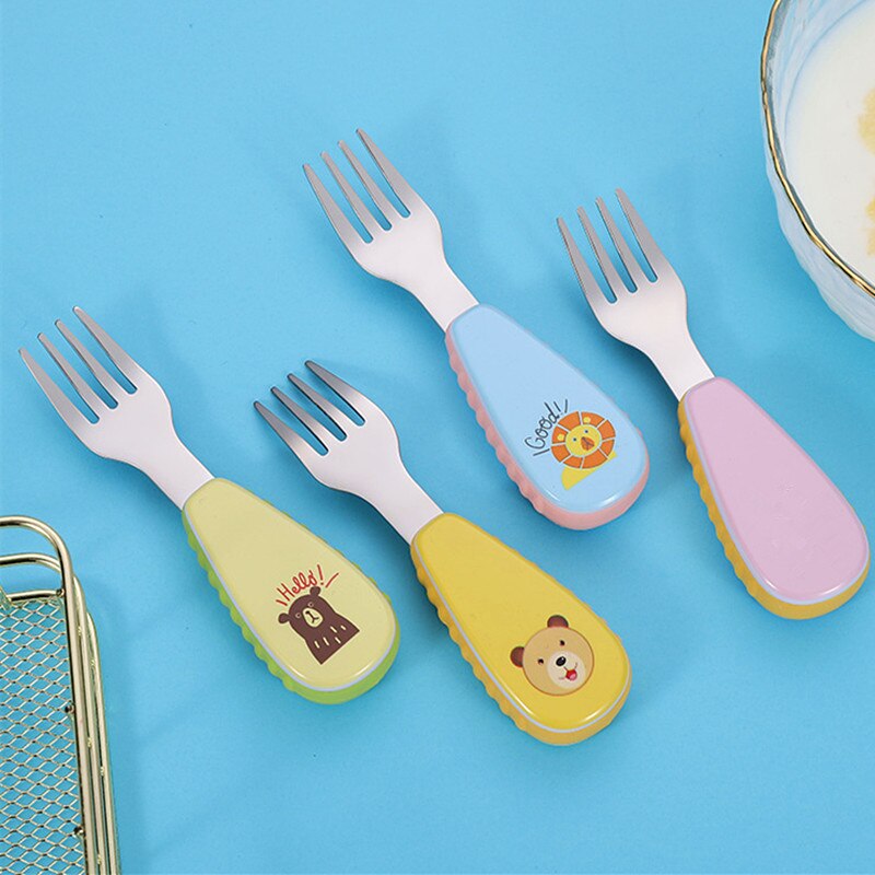 impostato di forchette per cucchiaio per neonati impostato di posate per bambini in acciaio inossidabile posate per bambini senza scatola di formica
