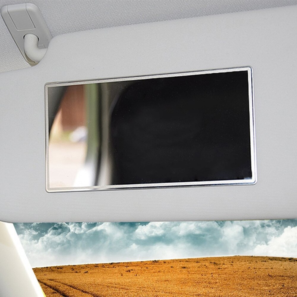 15*8cm praktische auto make-upspiegels, universele auto-interieur zonwering, roestvrijstalen cosmetische spiegelbenodigdheden