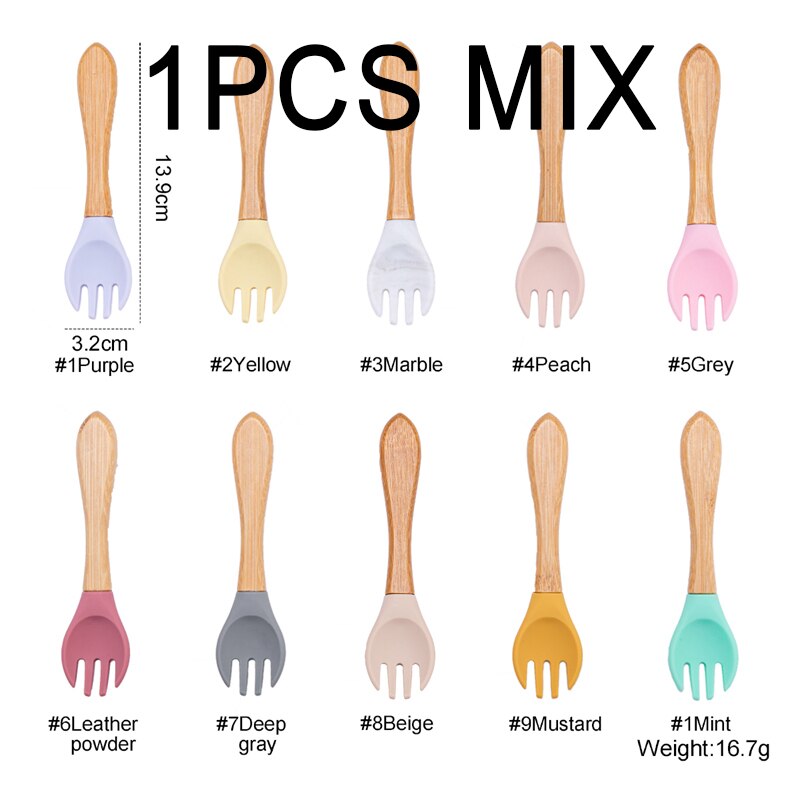 Baby Silicone Bowl Fork Spoon Straw Cup Set Silicone Bowl &amp; Spoon Learning Dishes Tableware Suction Bowl BPA Free Baby Product: 1PCS FORK MIX