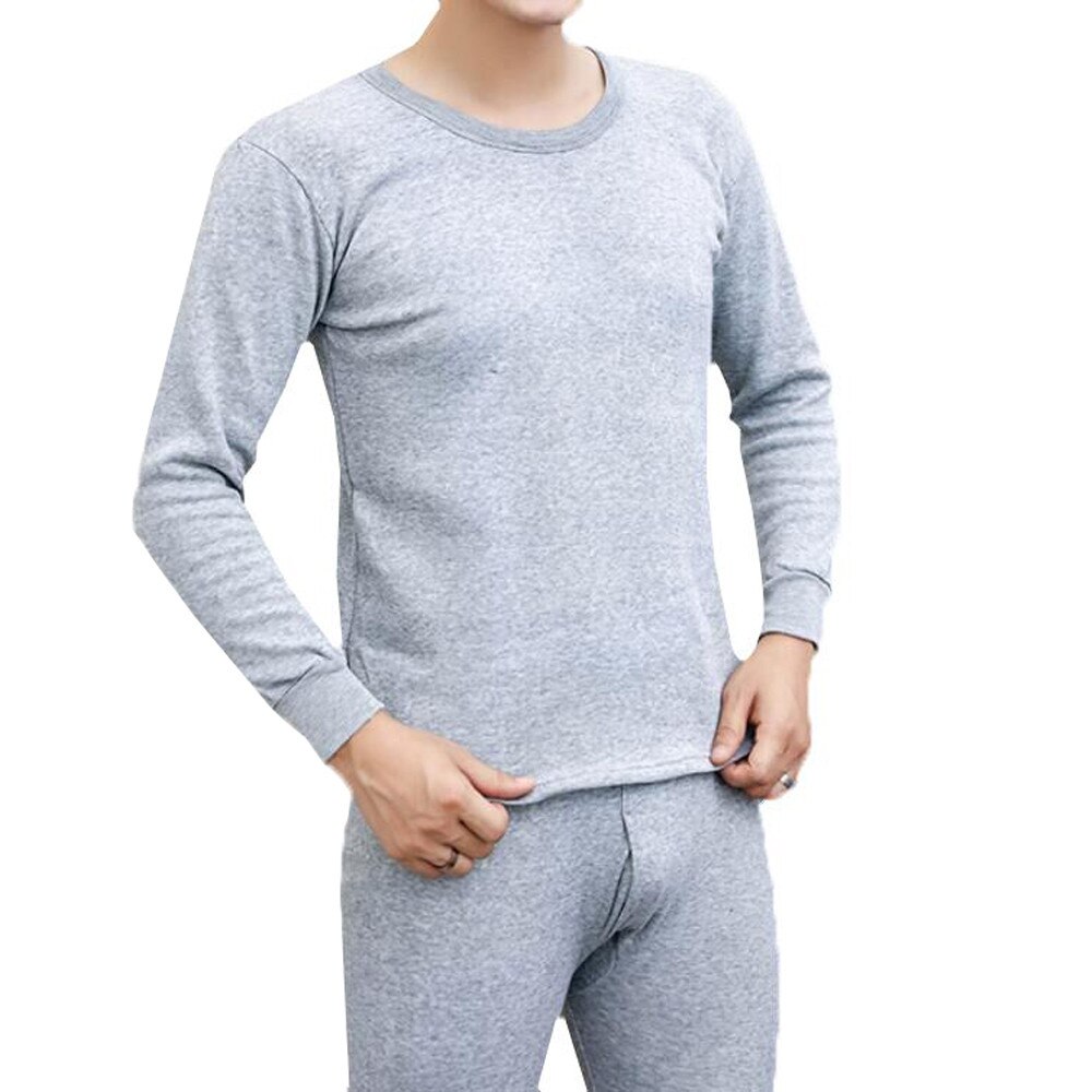 men Winter Thermal Underwear Suit Pure Color Warm Clothing Set long johns d91030