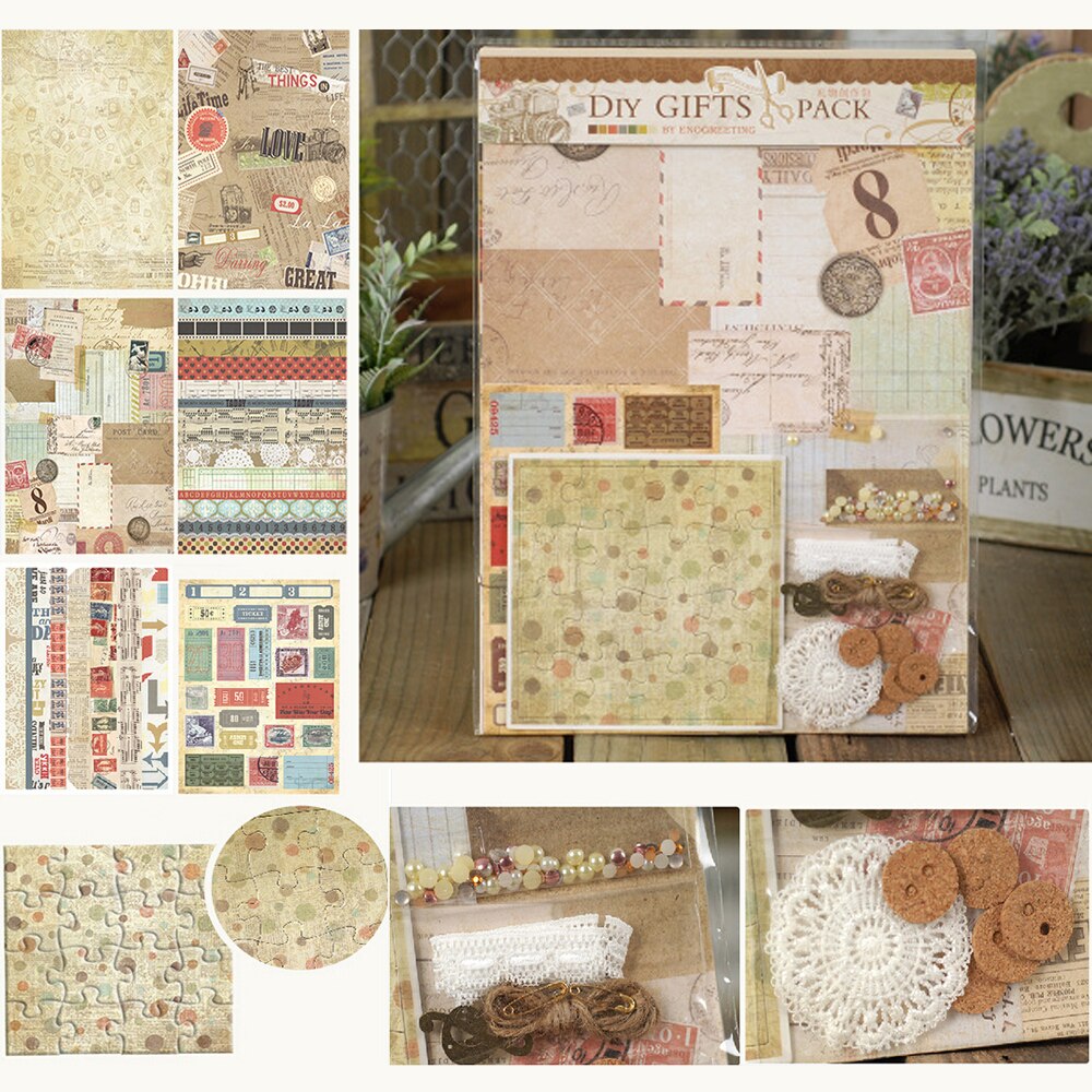 A4 vintage dekorative papirer planlægger journal deco pakke rejser scrapbooking forsyninger