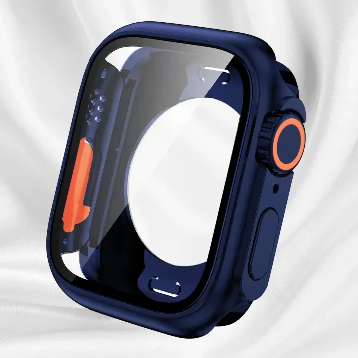 Change To Ultra 360 Full Cover Case for Apple Watch 45mm 44mm Tempered Glass Screen Protector for IWatch Series 9 8 7 6 SE 5: green / 4 - 6.9 Inches