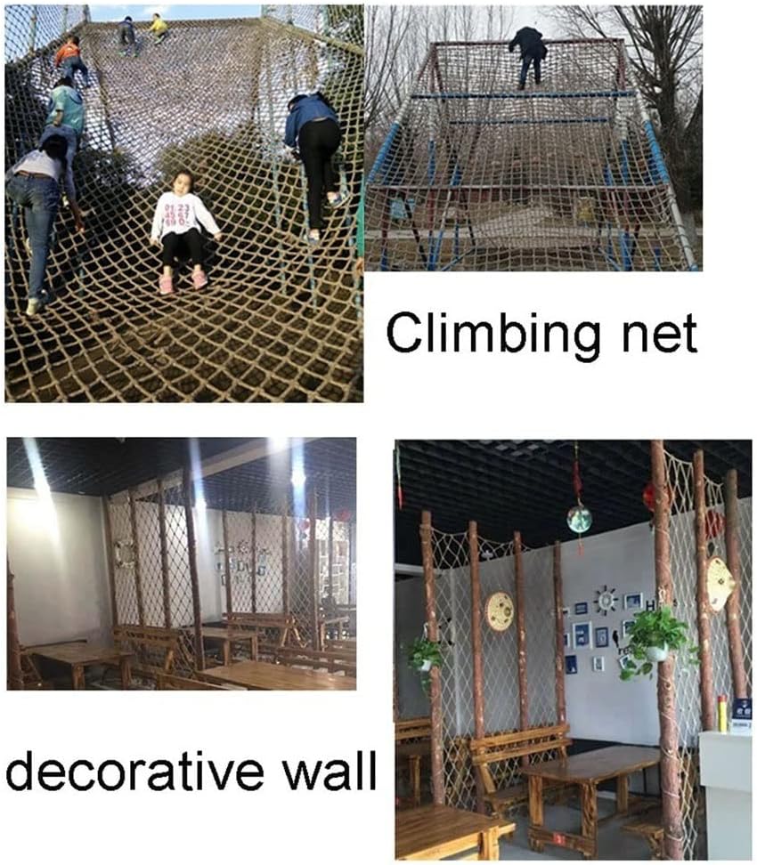 Cuerda de yute natural, red decorativa, cuerda de cáñamo, red de escalada, red de seguridad para niños, red de escalada, valla de protección para escaleras, balcón y jardín