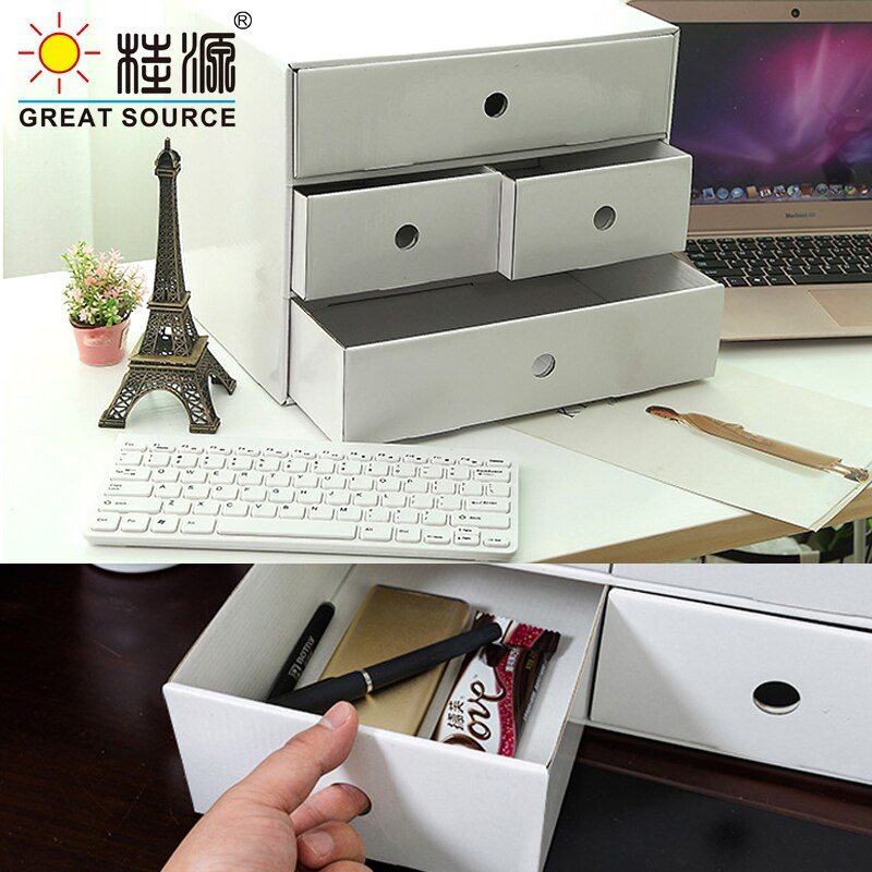 4 tiroirs de stockage Composable armoire bureau ondulé pliable maison stockage papier Kraft respectueux de l'environnement (2 pièces)